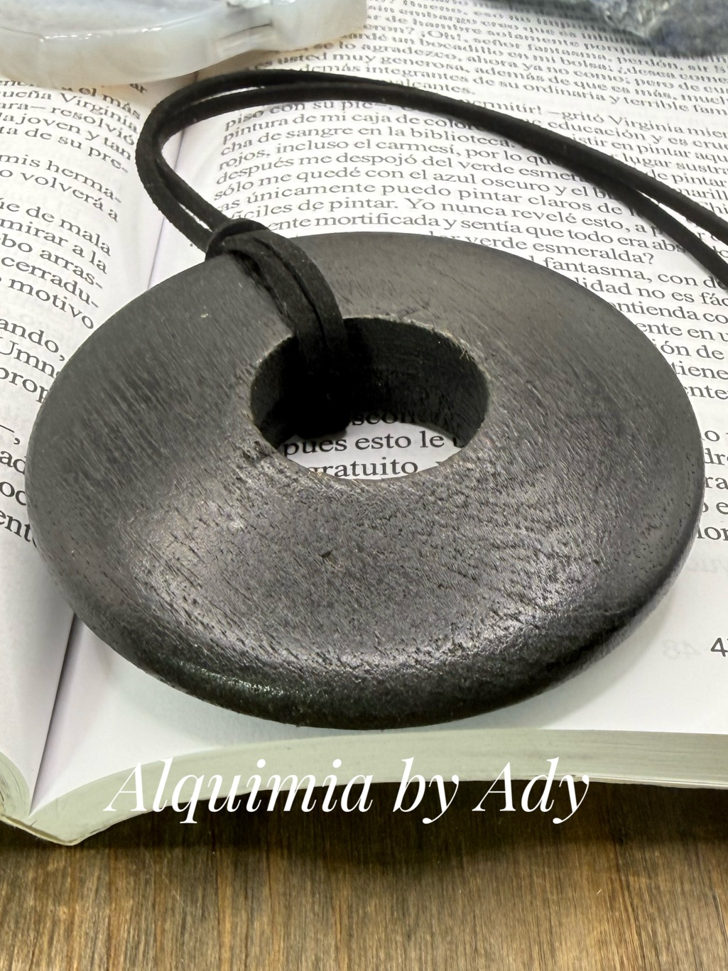 Brutalist Black Donut Pendant Necklace